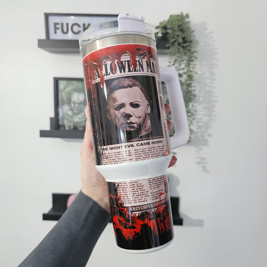 Michael Newspaper 40oz Tumbler with straw